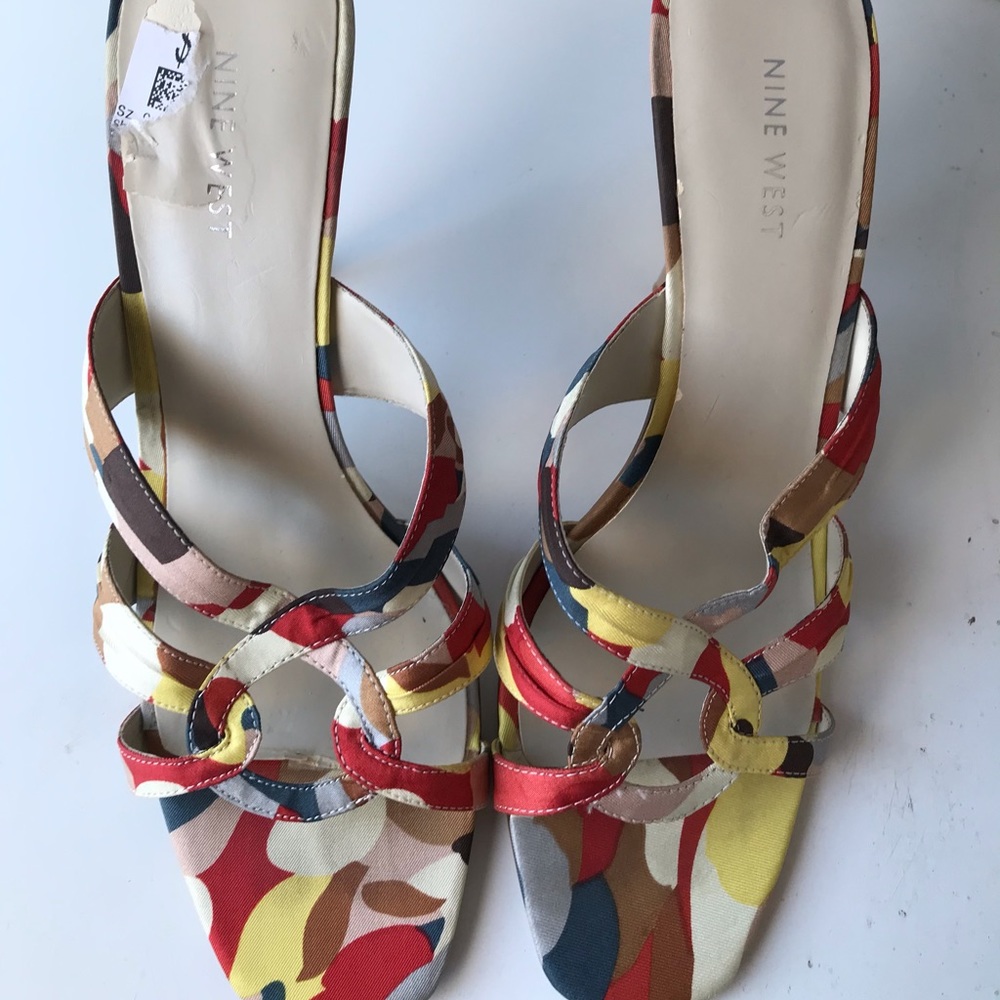 Nine West Geometric Print Heels Sz 9.5